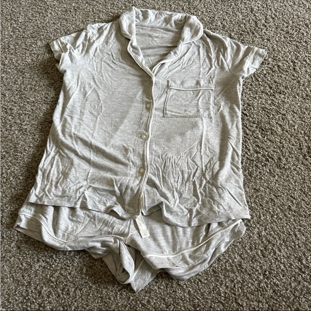 Gray Short Sleeve Pajama Set